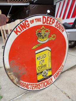 Mello Joy Coffee Sign "King of the Deep South"