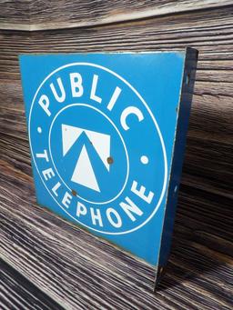 Public Telephone Porc. Flange Sign