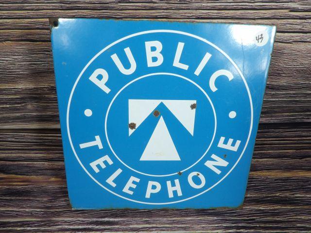 Public Telephone Porc. Flange Sign