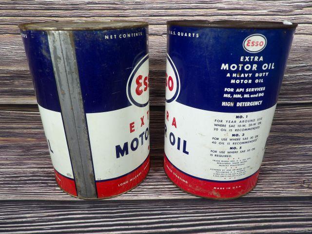 Lot of (2) Esso Motor Oil 5 qt. Cans