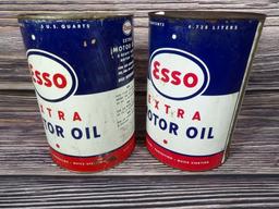 Lot of (2) Esso Motor Oil 5 qt. Cans