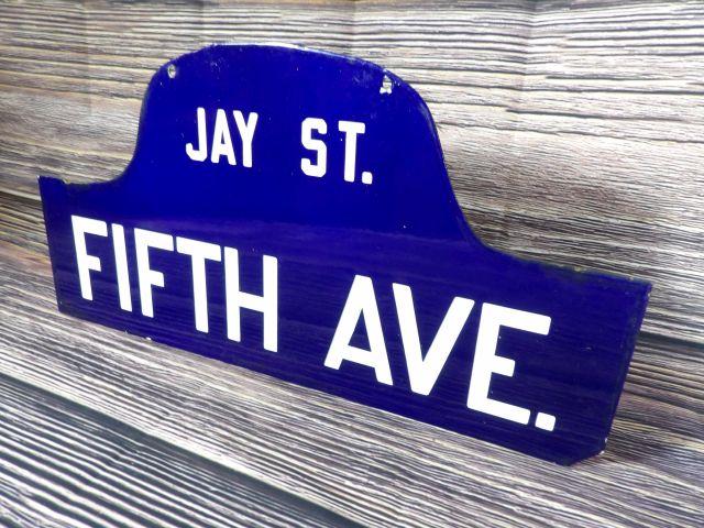 Jay Street 5th Avenue Porc. Street Sign