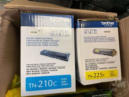 BOX OF VARIOUS TONER CARTRIDGES AND PRINTER INK FOR BROTHER