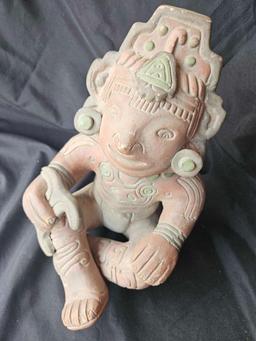VTG Aztec Inca Mayan Mexico Folk Art Pottery Sitting Figure...