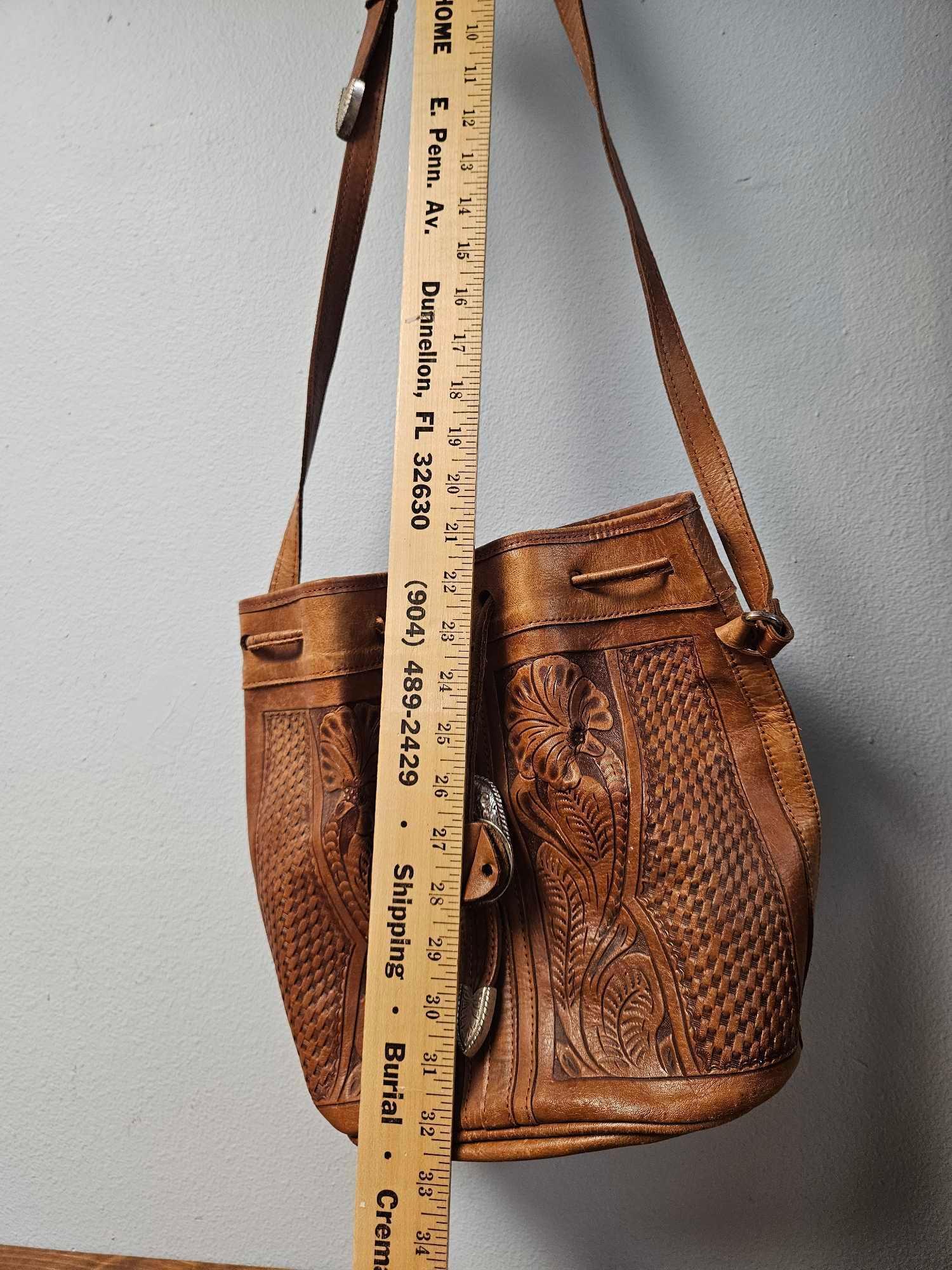 Tooled leather bucket bag, Purse, American West