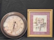 WALL DECOR CLOCK AND SIGNED PRINT