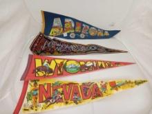 (4) Vintage Pennants, Nevada, Wyoming, New Mexico, Arizona
