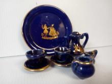 VINTAGE COBLAT AND GOLD MINIATURE TEASET