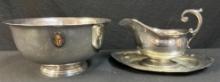 Lot of Two Silver Plated Items, Trophy bowl and Gravy Boat