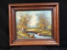 Phillip Cantrell Oil Painting, Fall Scene, Signed Mountain River