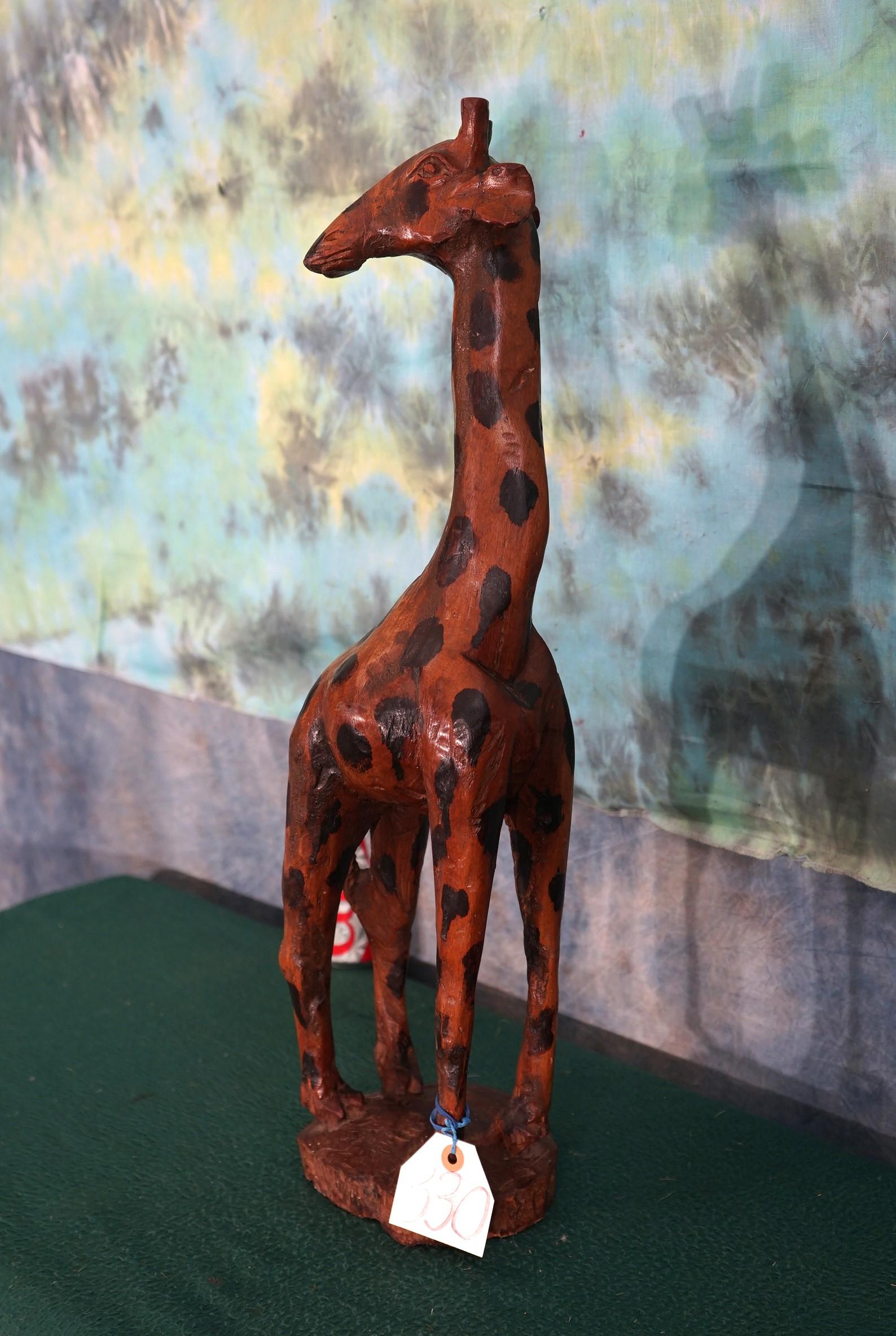 African Hand Carved Wooden Giraffe