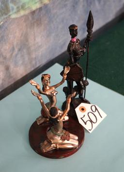 African Women Candle Holder and African Woman Warrior Statue