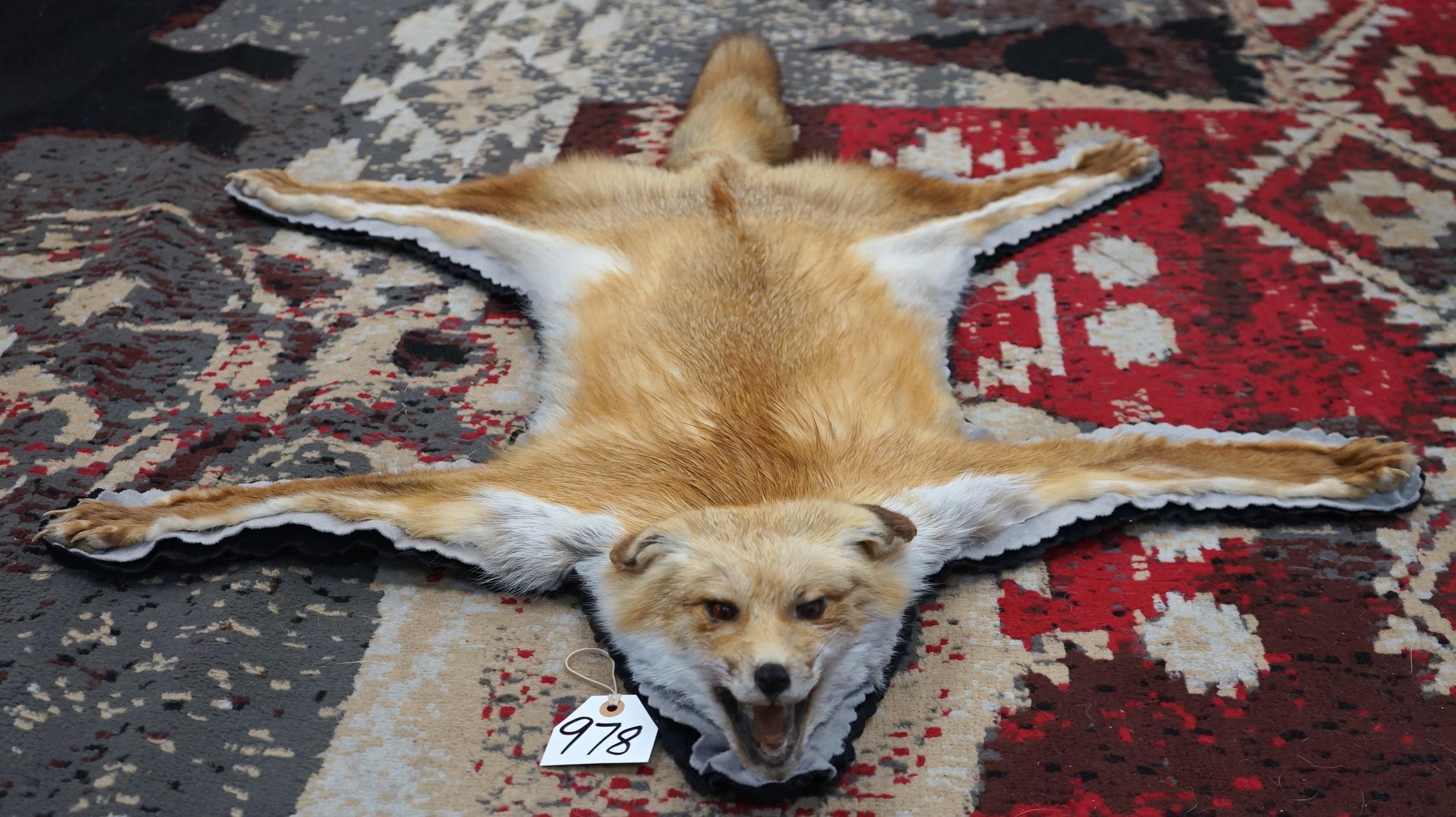Red Fox Felted Rug Taxidermy Mount
