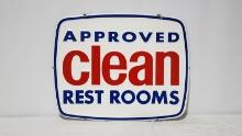 Original Mobigas Approved Clean Restrooms Porcelain Sign