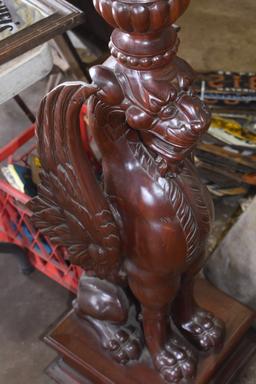 R.J. Horner Mahogony Carved Winged Griffin Pedestal Table