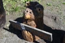 24" Go Away Bear Wood Carving