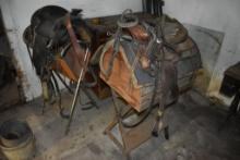 3 Horse Saddles on Stands