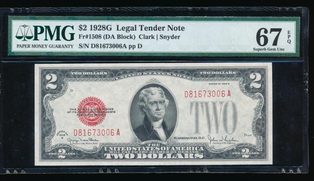 1928G $2 Legal Tender Note PMG 67EPQ