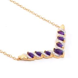 Plated 18KT Yellow Gold 1.70ctw Amethyst and Diamond Pendant with Chain