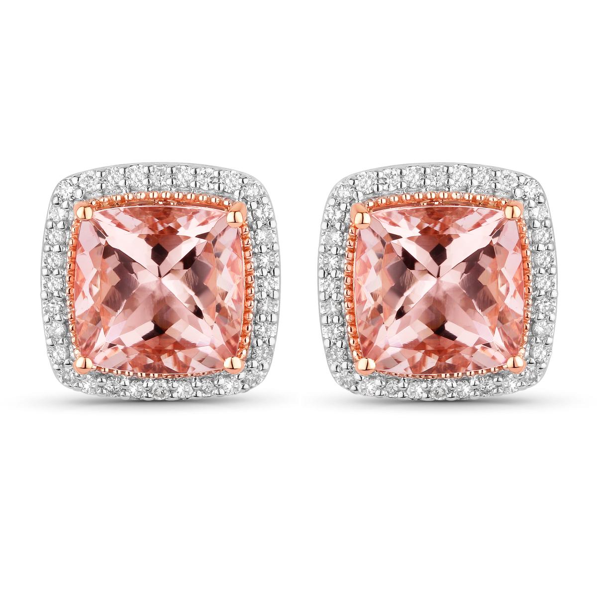 14KT Rose Gold 4.41cts Morganite and Diamond Earrings