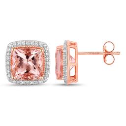 14KT Rose Gold 4.41cts Morganite and Diamond Earrings