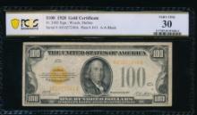 1928 $100 Gold Certificate PCGS 30