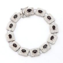 Plated Rhodium 5.05ctw Brown Garnet Bracelet