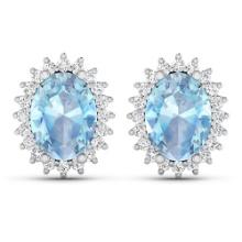 14KT White Gold 1.92ctw Aquamarine and Diamond Earrings