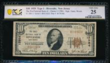 1929 $10 Riverside NJ National PCGS 25