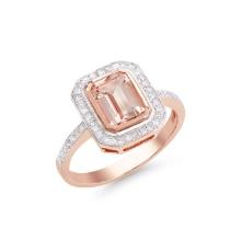 14KT Rose Gold 1.41ct Morganite and Diamond Ring