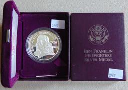 1993-P Ben Franklin Firefighters Silver Medal .999