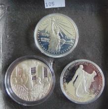 2.36 Oz. .925 Silver Medallions (3) (patriotic).