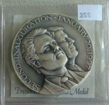 1997 Official Inaugural Medal 4.96 Troy Oz. Silver