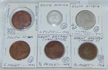 6 older World Coins 1699-1898 (2 are Silver)
