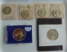 Variety: 4 Silver Quarters. Silver Medallion. Half