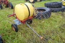 Century Pull-type lawn sprayer with 3HP gas motor, approx. 30-gallon tank, 2-nozzle boom