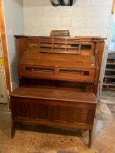 Pump organ with bench (not sure if complete or works but nice woodwork