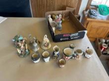 Misc. bells and figurine cups, etc.