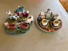 Farm Scene and Easter Mini Ceramic tea sets......Shipping