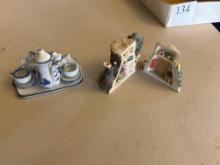 Ceramic mini tea set and folding Easter scene......Shipping