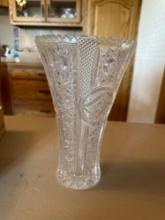 Antique oblong glass bowl, crystal clear pinwheels bud vase.......Shipping