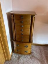 9 Drawer Wooden Jewelry... Free Standing Cabinet