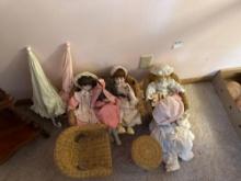 Miniture 4 pc. Doll Wicker Furniture Set,...Porcelain Dolls......Shipping