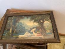 R. Atkinson Fox Love's Paradise Lithograph Print wall art, Mother Holding Child 1920's Art,