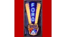 Ford Jubilee Crest Neon Sign in Shaped Steel Can