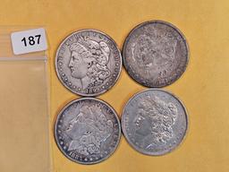 Four Morgan Silver Dollars