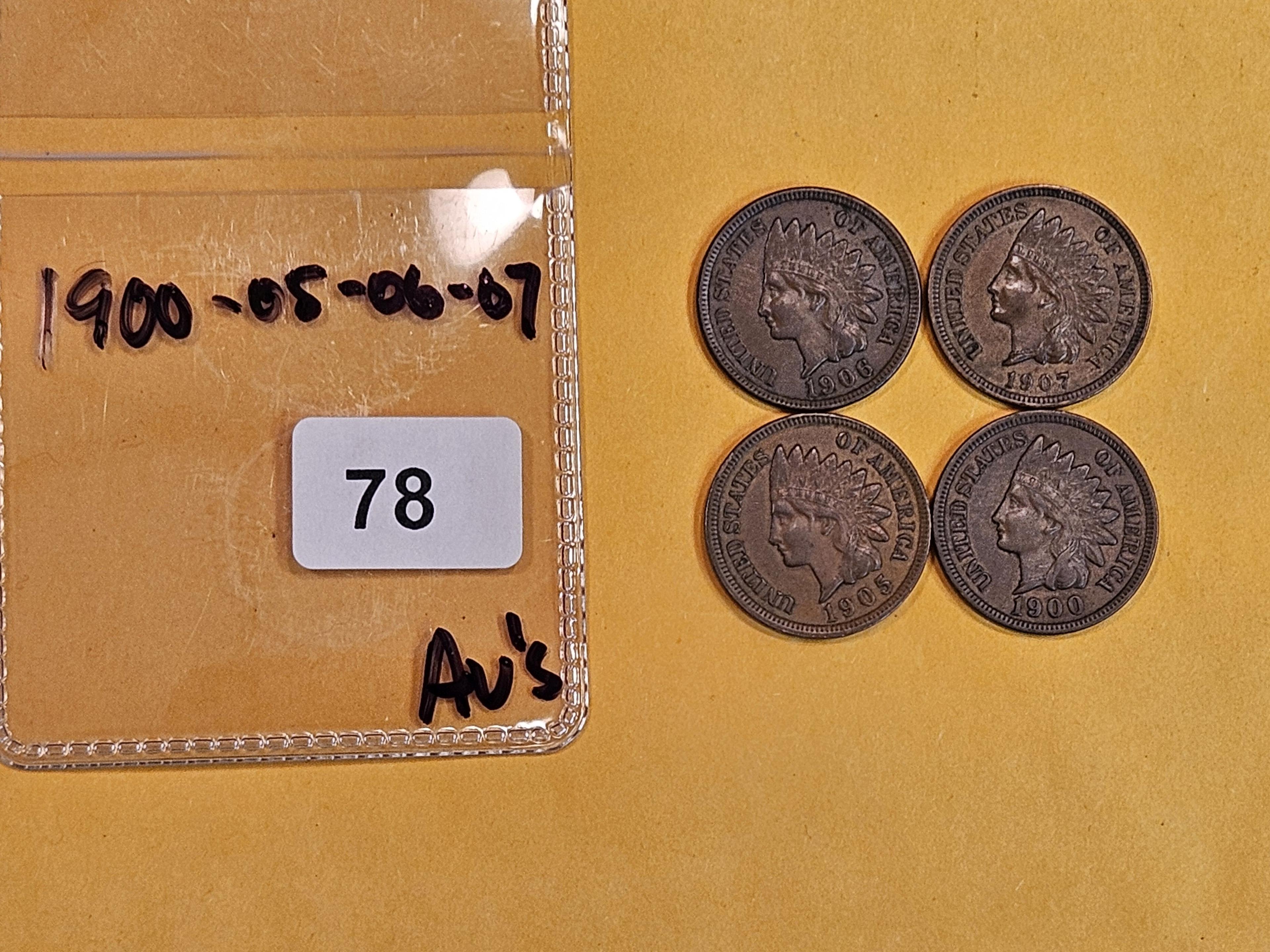 Four About Uncirculated Indian Cents