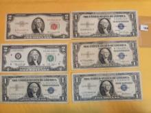 Six mixed pieces of US Currency