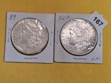 1889 and 1882-O Morgan Dollars