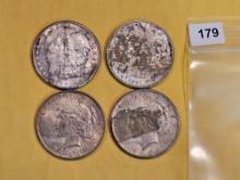 Four Mixed Silver Dollars